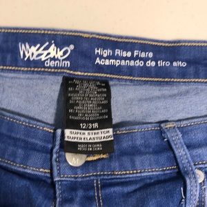 Hi rise flare stretch denim jeans